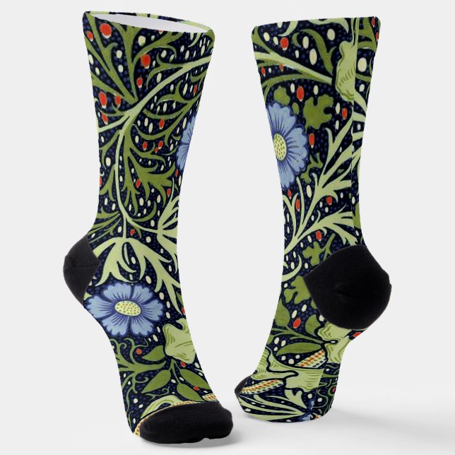 William Morris Seaweed Antike Blume Socken (Gewinkelt)