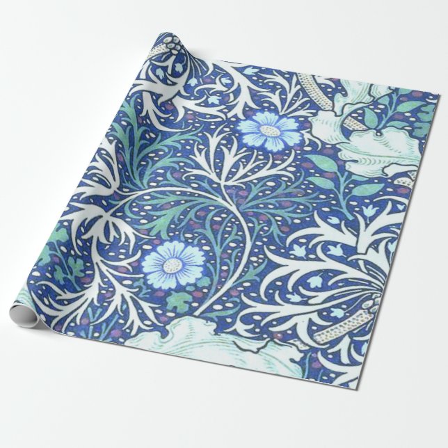 William Morris Seaweed Blue Pattern Geschenkpapier (Ungerollt)
