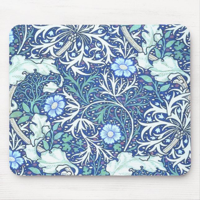 William Morris Seaweed Blue Pattern Mousepad (Vorne)