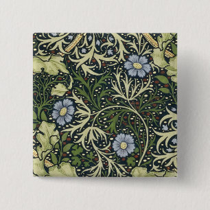 William Morris Seaweed Pattern Vintage Kunst Button