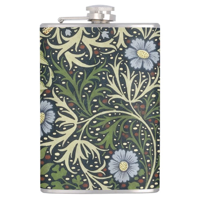 William Morris Seaweed Pattern Vintage Kunst Flachmann (Vorderseite)