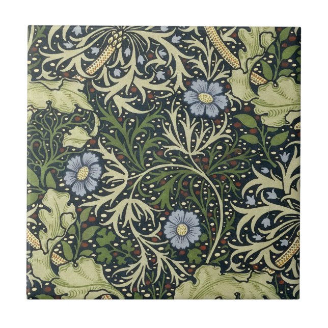 William Morris Seaweed Pattern Vintage Kunst Fliese (Vorderseite)