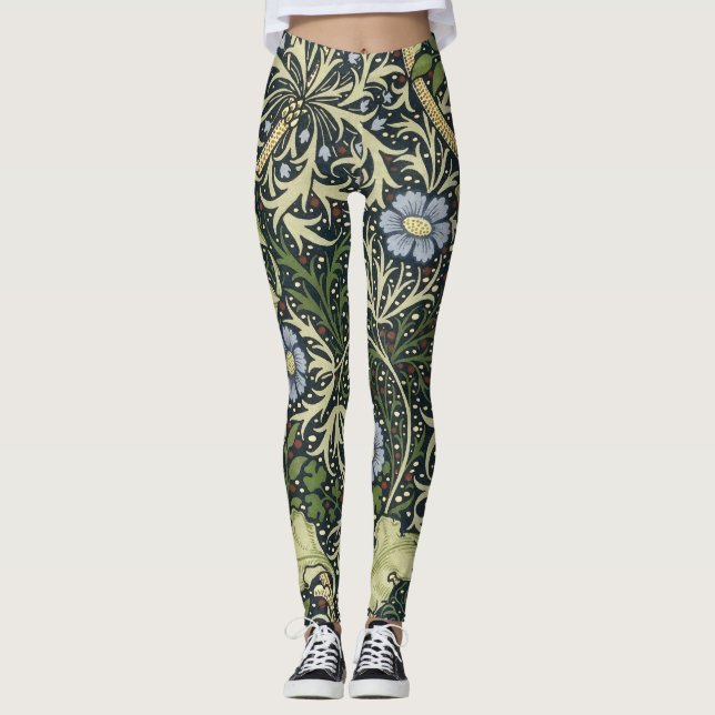 William Morris Seaweed Pattern Vintage Kunst Leggings (Vorderseite)
