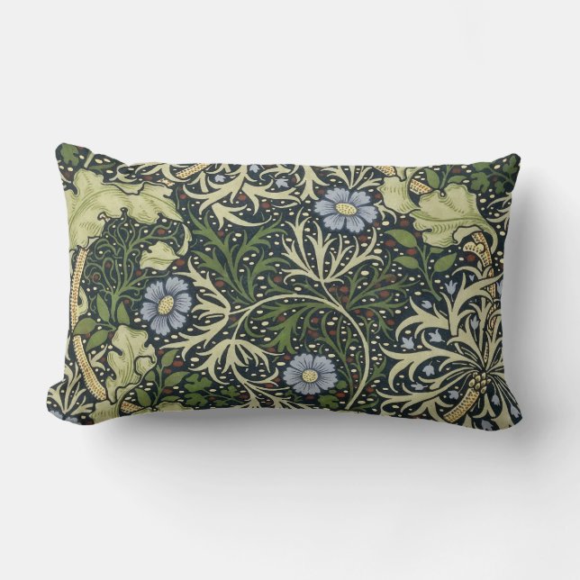 William Morris Seaweed Pattern Vintage Kunst Lendenkissen (Vorderseite)