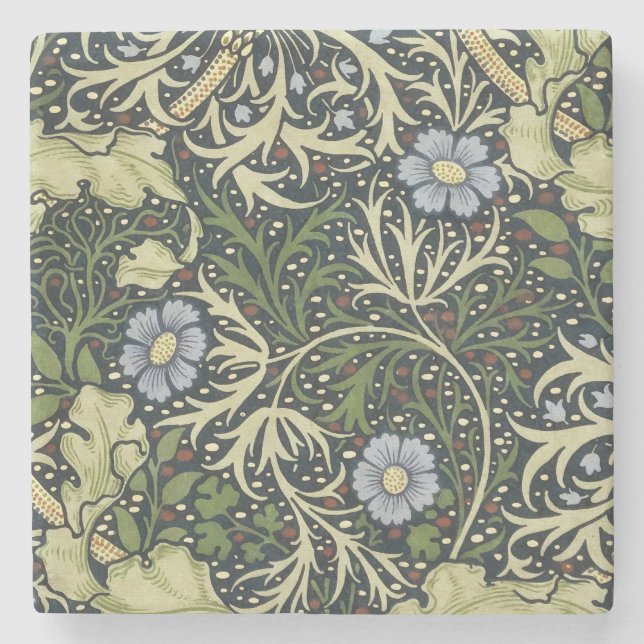 William Morris Seaweed Pattern Vintage Kunst Steinuntersetzer (Vorderseite)