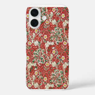 William Morris Seetang Antique Flower Rot Grün iPhone 16 Hülle
