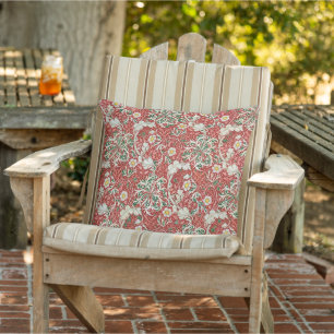 William Morris Seetang Antique Flower Rot Grün Kissen