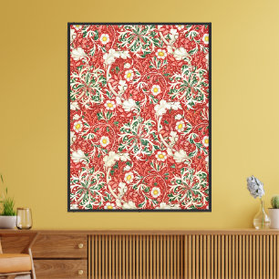 William Morris Seetang Antique Flower Rot Grün Leinwanddruck