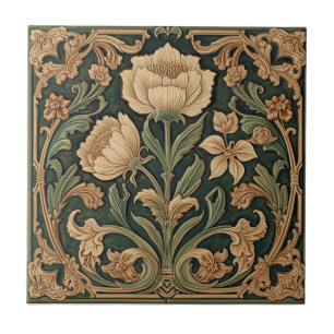 William Morris Seetang Vintage-Blumen Art Nouveau Fliese