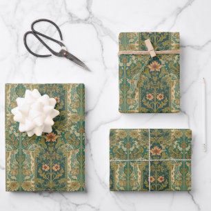 William Morris Seetang Vintage-Blumen Art Nouveau Geschenkpapier Set