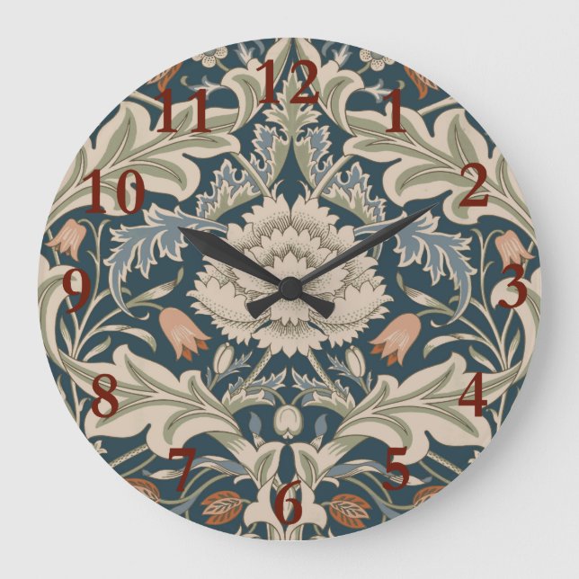 William Morris Severn Floral Garden Blume Classic Große Wanduhr (Vorderseite)