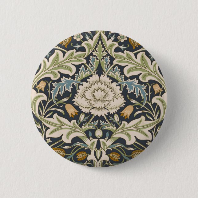 William Morris Severn Floral Pattern Classic Button (Vorderseite)