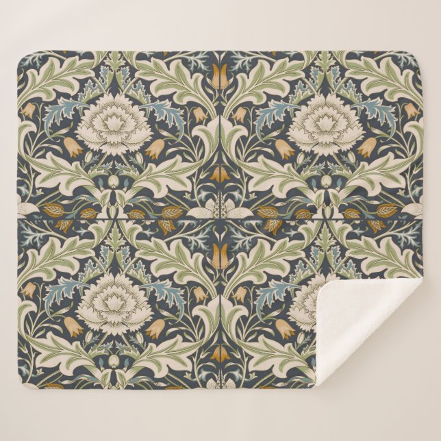 William Morris Severn Floral Pattern Classic Sherpadecke (Vorderseite (Horizontal))