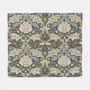 William Morris Severn Navy Blaues Blumenkunstwerk Fleecedecke