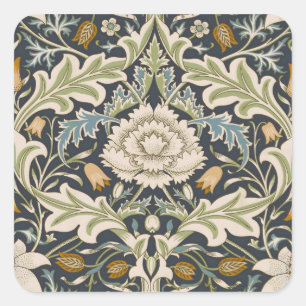 William Morris Severn Navy Blaues Blumenkunstwerk Quadratischer Aufkleber