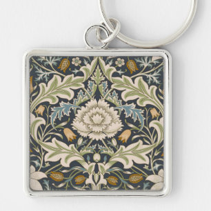 William Morris Severn Navy Blaues Blumenkunstwerk Schlüsselanhänger