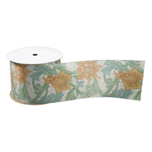 William Morris Single Stem Floral Pattern Satinband