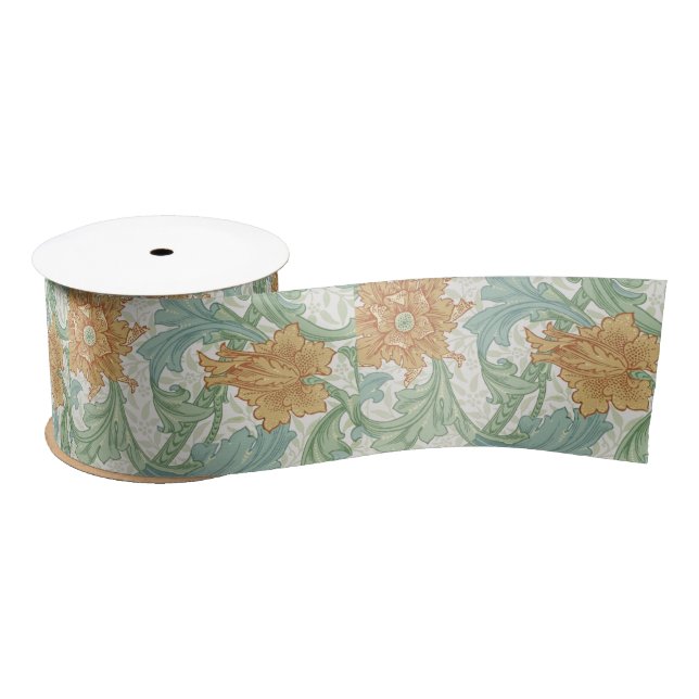 William Morris Single Stem Floral Pattern Satinband (Spule)