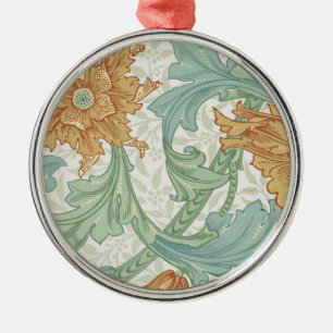 William Morris Single Stem Floral Pattern Silbernes Ornament
