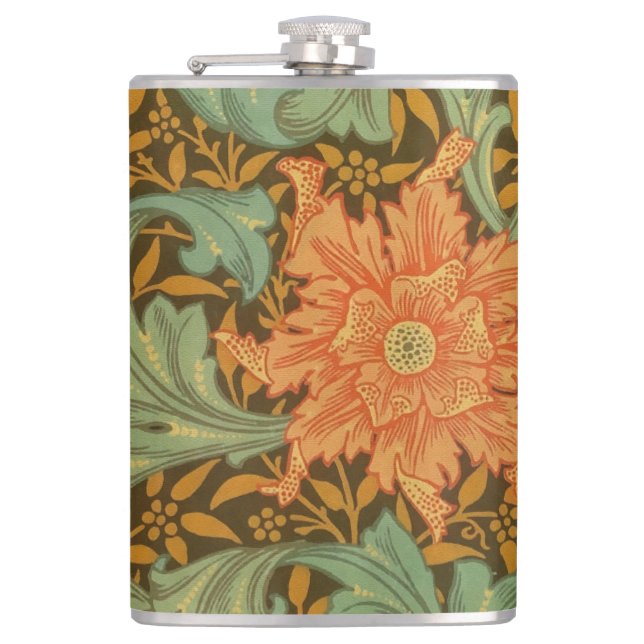 William Morris Single Stem Muster Art Nouveau Flachmann (Vorderseite)