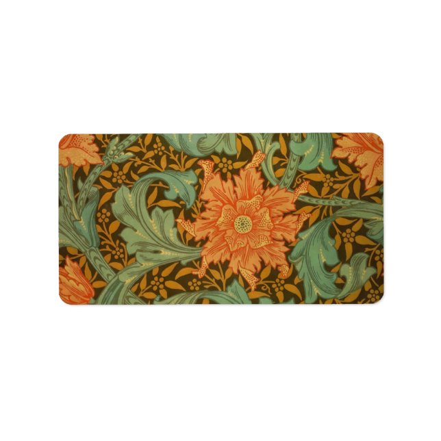 William Morris Single Stem Pattern Art Nouveau Adressaufkleber (Vorne)