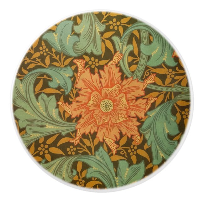 William Morris Single Stem Pattern Art Nouveau Keramikknauf (Vorderseite)