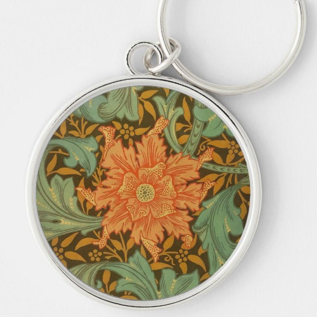William Morris Single Stem Pattern Art Nouveau Schlüsselanhänger (Vorne)