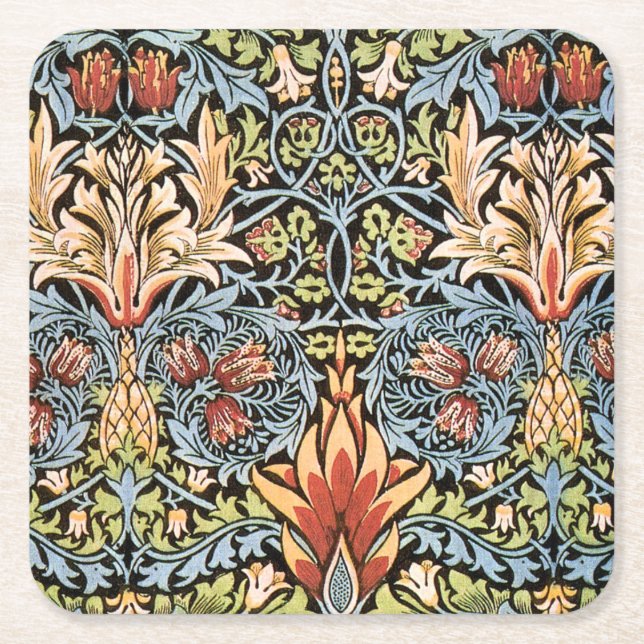 William Morris Snakeshead Design Rechteckiger Pappuntersetzer (Vorderseite)