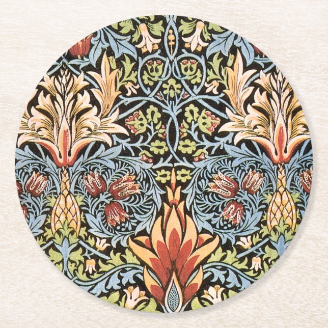William Morris Snakeshead Design Runder Pappuntersetzer (Vorderseite)