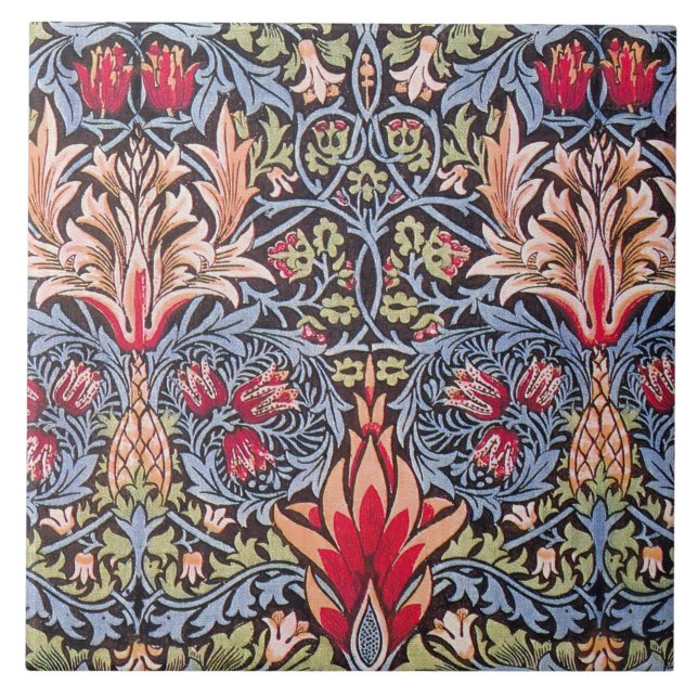 William Morris Snakeshead Floral Art Nouveau Fliese (Vorderseite)