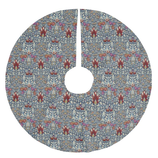 William Morris Snakeshead Floral Classic Dark Blue Polyester Weihnachtsbaumdecke (Vorderseite)