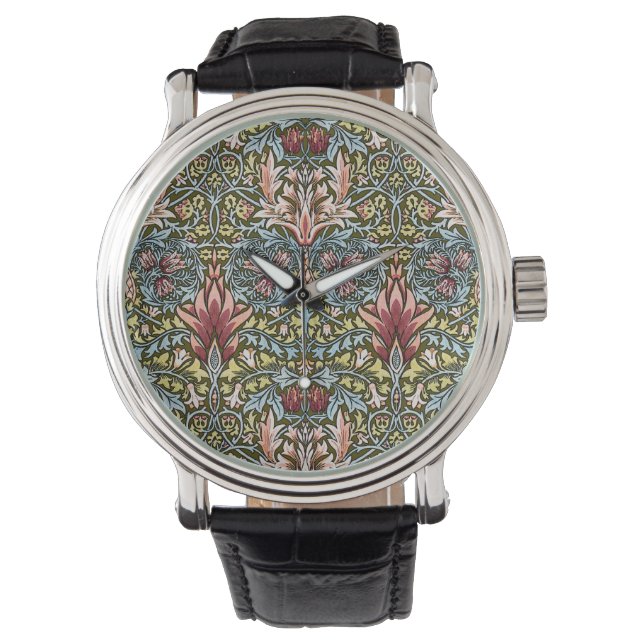 William Morris Snakeshead Floral Pattern Armbanduhr (Vorderseite)
