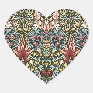 William Morris Snakeshead Floral Pattern Herz-Aufkleber