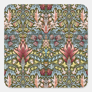 William Morris Snakeshead Floral Pattern Quadratischer Aufkleber