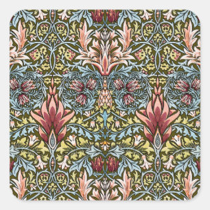 William Morris Snakeshead Floral Pattern Quadratischer Aufkleber
