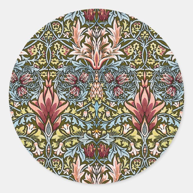 William Morris Snakeshead Floral Pattern Runder Aufkleber (Vorderseite)