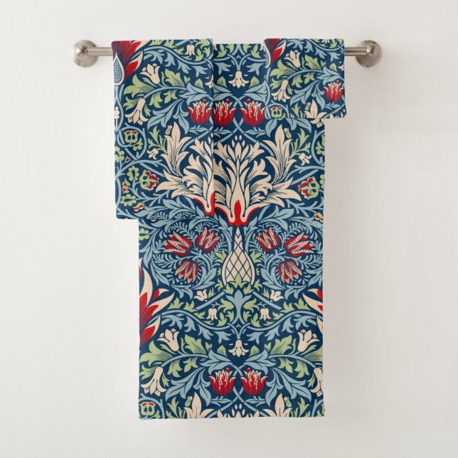 William Morris Snakeshead Fritillary Floral Design Badhandtuch Set (Insitu)