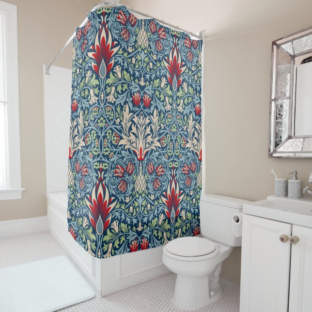 William Morris Snakeshead Fritillary Floral Design Duschvorhang (Beispiel)