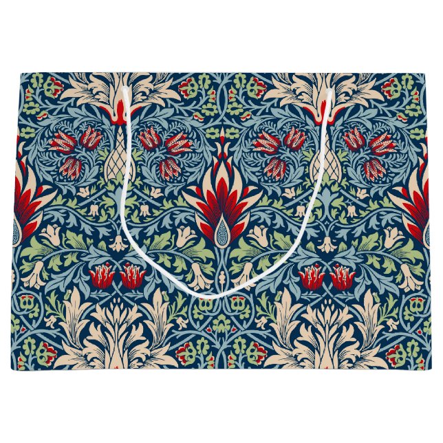 William Morris Snakeshead Fritillary Floral Design Große Geschenktüte (Vorderseite)