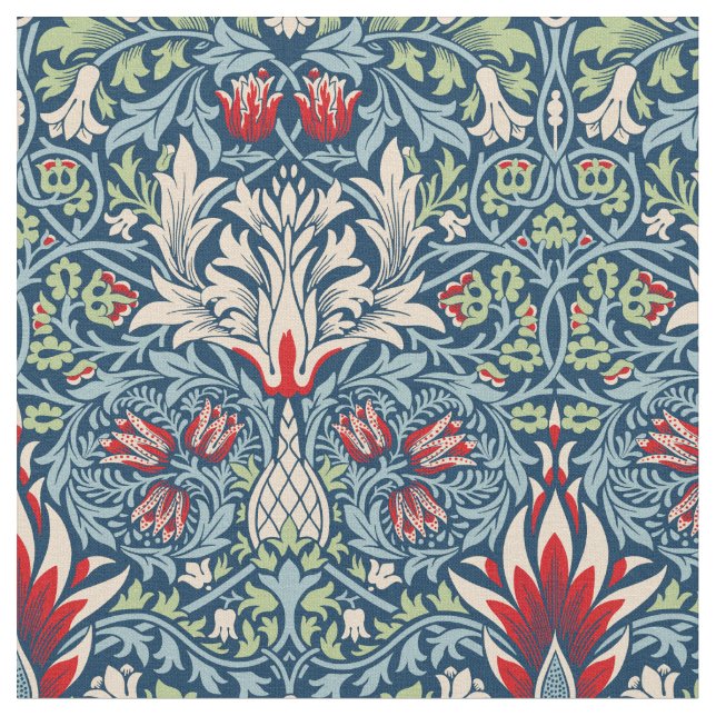 William Morris Snakeshead Fritillary Floral Design Stoff (Nahaufnahme)