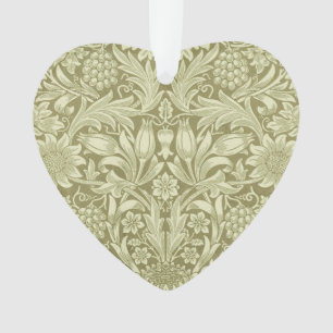 William Morris Sonnenblume Vintage Oliv Damast Ornament