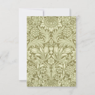 William Morris Sonnenblume Vintage Olive Damast
