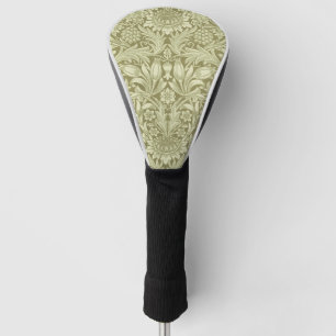 William Morris Sonnenblume Vintage Olive Damast Golf Headcover