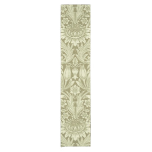 William Morris Sonnenblume Vintage Olive Damast Kurzer Tischläufer