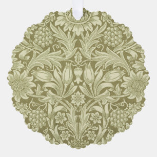 William Morris Sonnenblume Vintage Olive Damast Ornament Karte