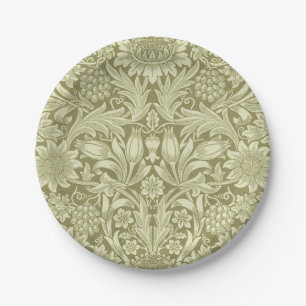 William Morris Sonnenblume Vintage Olive Damast Pappteller