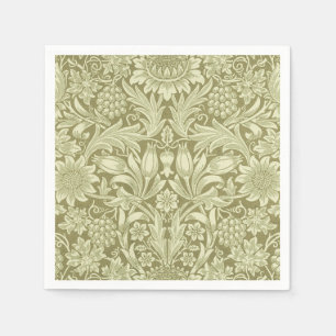William Morris Sonnenblume Vintage Olive Damast Serviette