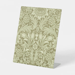 William Morris Sonnenblume Vintage Olive Damast Sockelschild