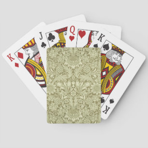 William Morris Sonnenblume Vintage Olive Damast Spielkarten