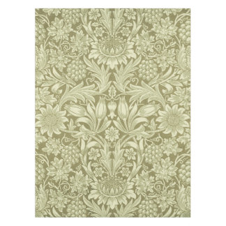 William Morris Sonnenblume Vintage Olive Damast Tischdecke